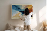Paul Sinus Wandbild 120x80cm Abstrakte Ozean Landschaft Moderne Kunst Farbexplosion Himmel und Meer Komposition