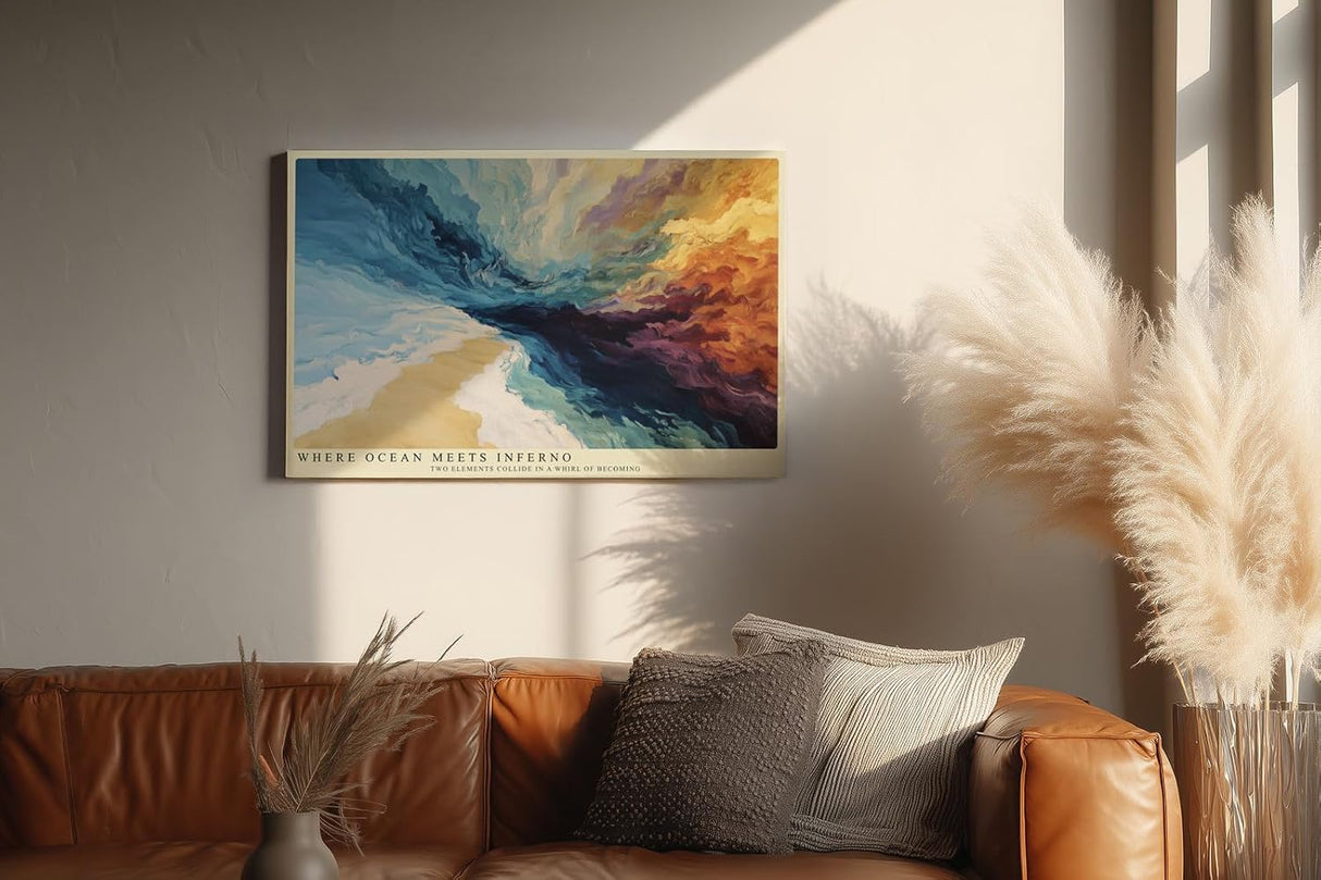 Paul Sinus Wandbild 120x80cm Abstrakte Ozean Landschaft Moderne Kunst Farbexplosion Himmel und Meer Komposition
