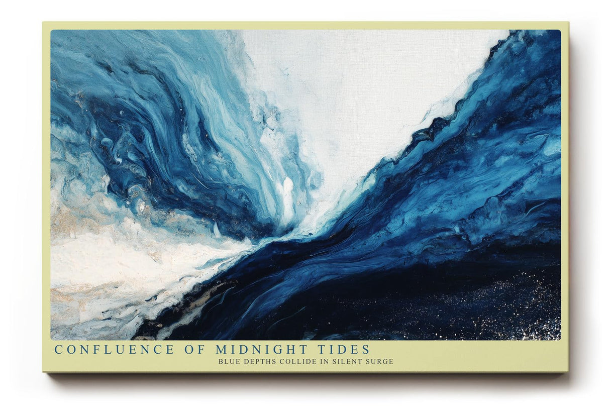 Paul Sinus Wandbild 120x80cm Abstrakte Ozeanwelle in Blau Moderne Meereskunst fuer Wohnzimmer Schlafzimmer und Büro