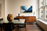 Paul Sinus Wandbild 120x80cm Abstrakte Ozeanwelle in Blau Moderne Meereskunst fuer Wohnzimmer Schlafzimmer und Büro