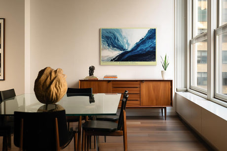 Paul Sinus Wandbild 120x80cm Abstrakte Ozeanwelle in Blau Moderne Meereskunst fuer Wohnzimmer Schlafzimmer und Büro