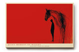 Paul Sinus Wandbild 120x80cm abstrakte Pferd und Mensch Illustration rotes Kunstposter moderne symbolische Kunst Wanddekoration fuer Wohnzimmer Büro Atelier