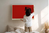 Paul Sinus Wandbild 120x80cm abstrakte Pferd und Mensch Illustration rotes Kunstposter moderne symbolische Kunst Wanddekoration fuer Wohnzimmer Büro Atelier