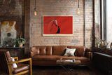 Paul Sinus Wandbild 120x80cm abstrakte Pferd und Mensch Illustration rotes modernes Kunstposter emotionale Linienkunst starke Wanddekoration fuer Wohnzimmer Büro Atelier