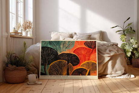 Paul Sinus Wandbild 120x80cm Abstrakte Pilze Farbenreiche Naturkunst Modernes Waldmotiv fuer Wohnzimmer Esszimmer und kreative Wohnräume