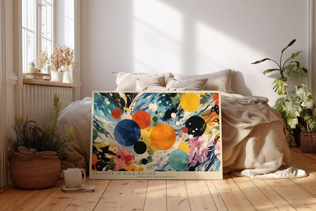 Paul Sinus Wandbild 120x80cm Abstrakte Planeten Kunst Bunte Kosmische Formen Moderne Illustration für Wohnzimmer Büro und Atelier
