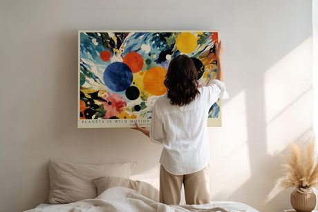 Paul Sinus Wandbild 120x80cm Abstrakte Planeten Kunst Bunte Kosmische Formen Moderne Illustration für Wohnzimmer Büro und Atelier