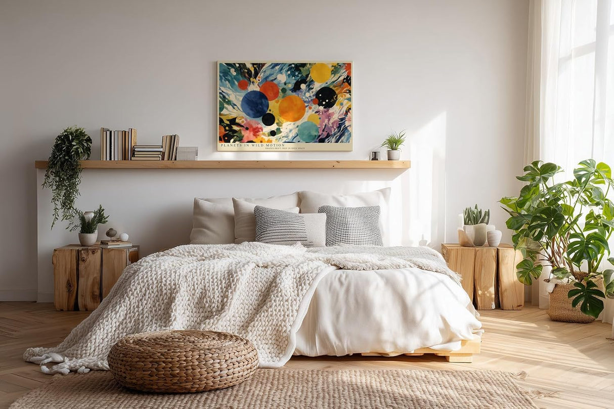 Paul Sinus Wandbild 120x80cm Abstrakte Planeten Kunst Bunte Kosmische Formen Moderne Illustration für Wohnzimmer Büro und Atelier