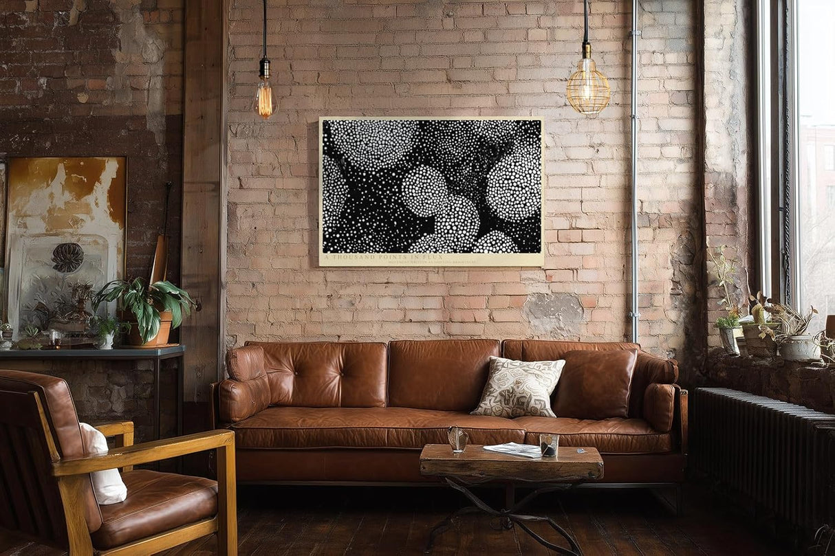 Paul Sinus Wandbild 120x80cm Abstrakte Punktkomposition Schwarz Weiss moderne grafische Kunst mit dynamischem Muster