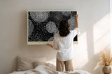 Paul Sinus Wandbild 120x80cm Abstrakte Punktkomposition Schwarz Weiss moderne grafische Kunst mit dynamischem Muster