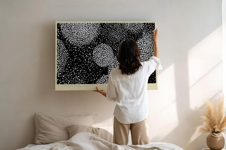 Paul Sinus Wandbild 120x80cm Abstrakte Punktkomposition Schwarz Weiss moderne grafische Kunst mit dynamischem Muster