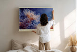 Paul Sinus Wandbild 120x80cm abstrakte Quallen Unterwasser Kunst blau orange moderne Naturfotografie Kunstdruck grosses Wandbild 120x80cm ruhige Wanddekoration fuer Wohnzimmer Büro