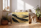 Paul Sinus Wandbild 120x80cm abstrakte Sandduenen gold schwarz moderne Landschaftskunst Kunstdruck grosses Wandbild 120x80cm elegante Natur Wanddekoration fuer Wohnzimmer Büro