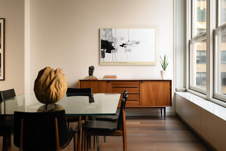 Paul Sinus Wandbild 120x80cm abstrakte Schwarz Weiss Kunst minimalistische Tusche Linien moderne Monochrom Malerei stilvolles Kunstbild für Wohnzimmer Büro Flur