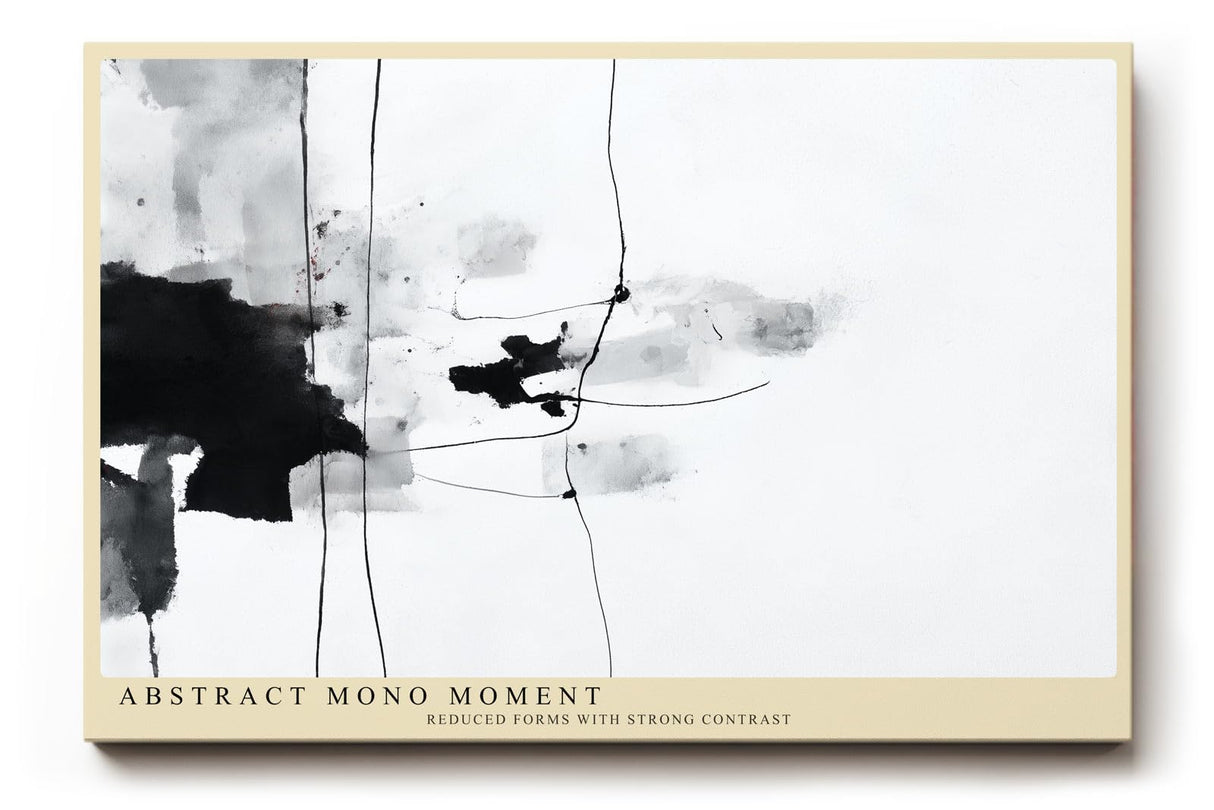 Paul Sinus Wandbild 120x80cm abstrakte Schwarz Weiss Kunst minimalistische Tusche Linien moderne Monochrom Malerei stilvolles Kunstbild für Wohnzimmer Büro Flur