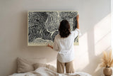 Paul Sinus Wandbild 120x80cm Abstrakte Schwarz Weiss Linienstruktur moderne grafische Kunst Wanddekoration