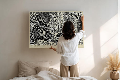 Paul Sinus Wandbild 120x80cm Abstrakte Schwarz Weiss Linienstruktur moderne grafische Kunst Wanddekoration