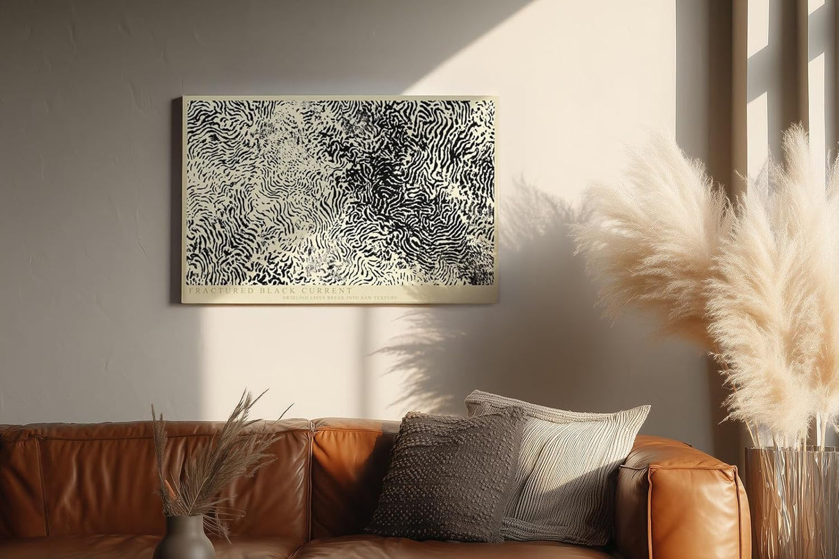Paul Sinus Wandbild 120x80cm Abstrakte Schwarz Weiss Linienstruktur Moderne Kunst Minimalistisches Grafikmotiv für Wohnzimmer Büro Flur