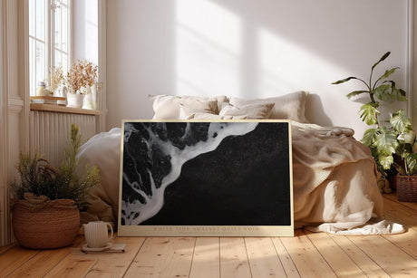 Paul Sinus Wandbild 120x80cm Abstrakte Schwarz Weiss Meeresstruktur moderne Minimal Art Natur Wanddekoration