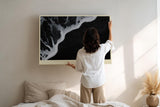 Paul Sinus Wandbild 120x80cm Abstrakte Schwarz Weiss Meeresstruktur moderne Minimal Art Natur Wanddekoration