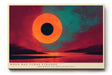 Paul Sinus Wandbild 120x80cm abstrakte Sonnenfinsternis surreale Landschaft moderne Kunst in Rot Orange und Tuerkis stilvolle Wanddekoration fuer Wohnzimmer Büro