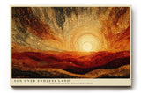 Paul Sinus Wandbild 120x80cm Abstrakte Sonnenlandschaft Kunst in Gold Orange und Rot Modernes Natur Design für Wohnzimmer Büro und Galerie