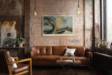 Paul Sinus Wandbild 120x80cm abstrakte Stadt Landschaft Baum gold grau moderne Kunst Kunstdruck grosses Kunstbild elegante Wanddekoration fuer Wohnzimmer Büro Flur