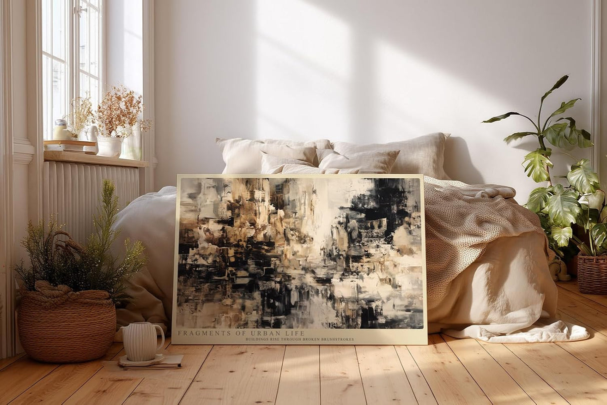 Paul Sinus Wandbild 120x80cm Abstrakte Stadtfragmente – Moderne urbane Kunst mit strukturierten Pinselbewegungen