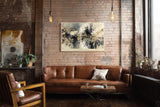 Paul Sinus Wandbild 120x80cm Abstrakte Stadtlandschaft in Beige Schwarz und Ocker Modernes Kunstbild