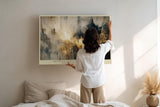 Paul Sinus Wandbild 120x80cm abstrakte Stadtlandschaft modern gold grau Kunst Kunstdruck grosses Kunstbild elegante Wanddekoration fuer Wohnzimmer Büro Flur