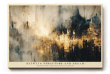 Paul Sinus Wandbild 120x80cm abstrakte Stadtlandschaft modern gold grau Kunst Kunstdruck grosses Kunstbild elegante Wanddekoration fuer Wohnzimmer Büro Flur