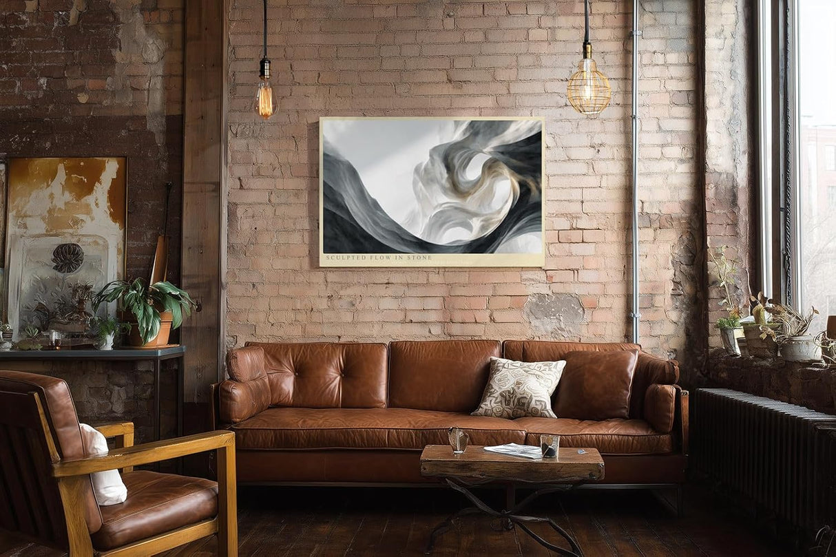 Paul Sinus Wandbild 120x80cm Abstrakte Steinform Moderne Skulpturale Kunst in Naturfarben für Wohnzimmer Büro Flur