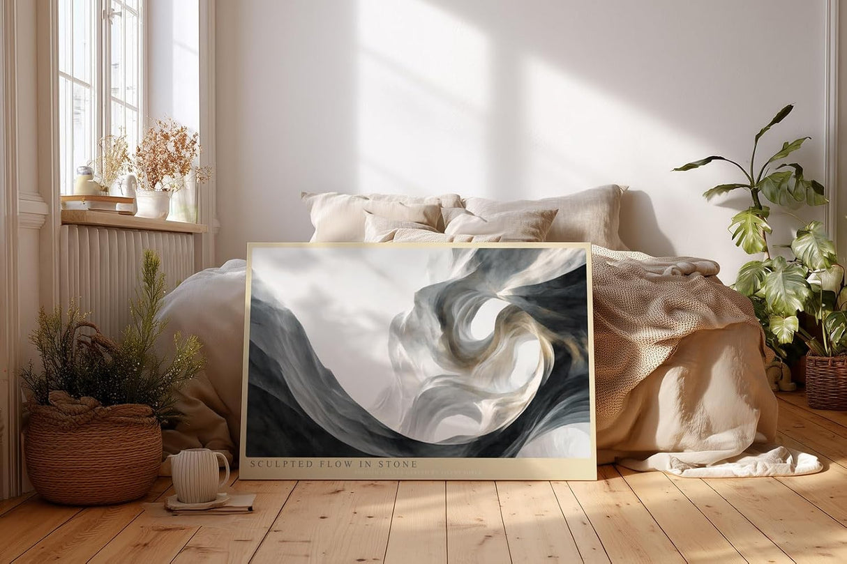 Paul Sinus Wandbild 120x80cm Abstrakte Steinform Moderne Skulpturale Kunst in Naturfarben für Wohnzimmer Büro Flur