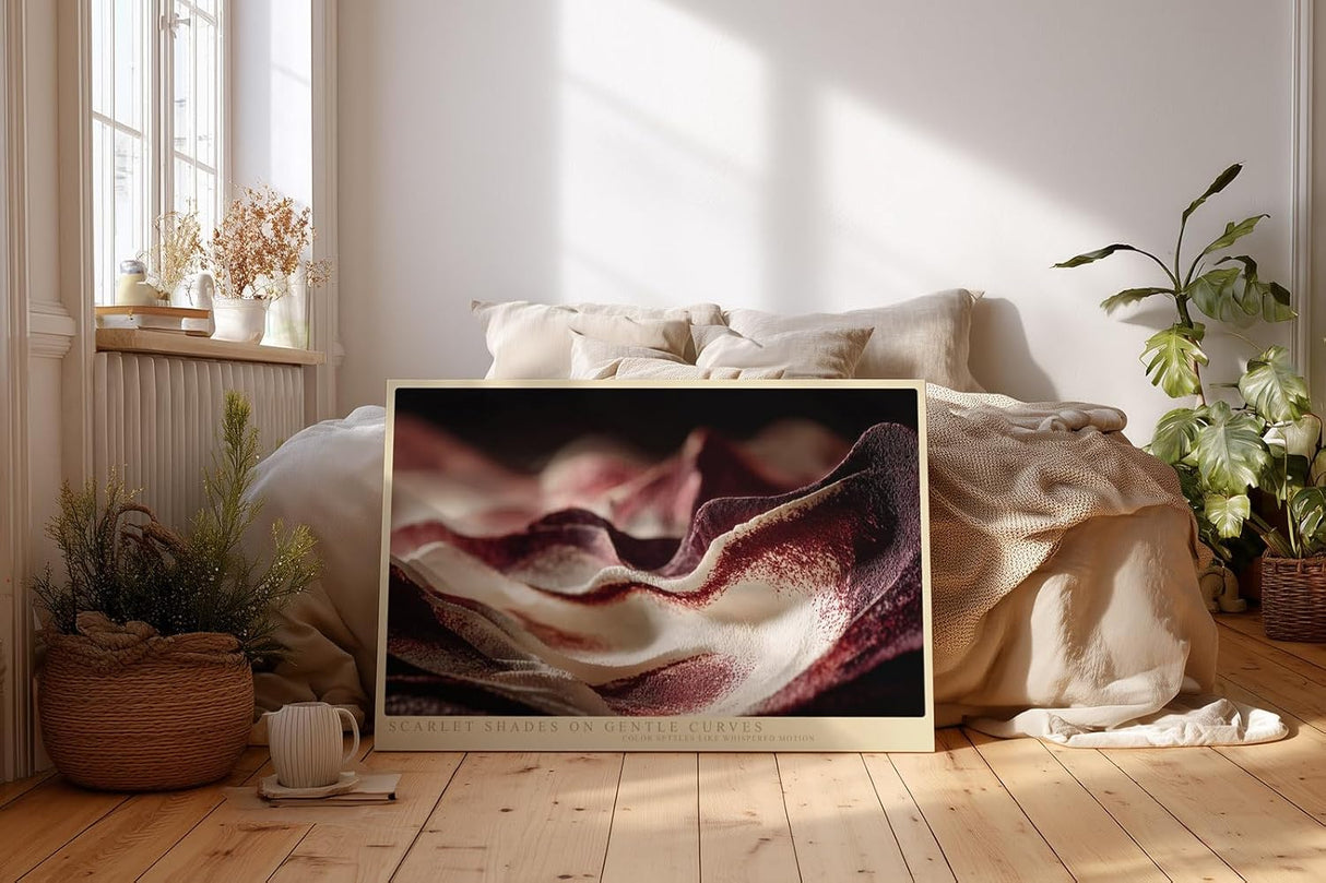 Paul Sinus Wandbild 120x80cm Abstrakte Stofflandschaft in Rot und Creme moderne Texturkunst