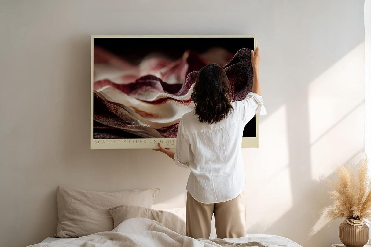 Paul Sinus Wandbild 120x80cm Abstrakte Stofflandschaft in Rot und Creme moderne Texturkunst