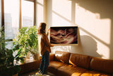 Paul Sinus Wandbild 120x80cm Abstrakte Stofflandschaft in Rot und Creme moderne Texturkunst