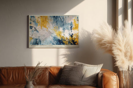 Paul Sinus Wandbild 120x80cm Abstrakte Struktur Kunst in Blau Weiß und Gold Moderne Textur Malerei für Wohnzimmer Büro und Flur