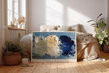 Paul Sinus Wandbild 120x80cm abstrakte Strukturmalerei blau weiss moderne Kunst Kontrastdesign Wanddekoration fuer Wohnzimmer Büro