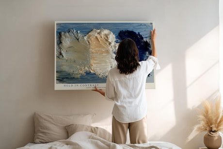 Paul Sinus Wandbild 120x80cm abstrakte Strukturmalerei blau weiss moderne Kunst Kontrastdesign Wanddekoration fuer Wohnzimmer Büro