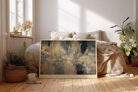Paul Sinus Wandbild 120x80cm Abstrakte Strukturmalerei in Beige Grau und Schwarz Modernes Kunstbild fuer minimalistische Wohnräume