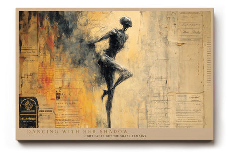 Paul Sinus Wandbild 120x80cm Abstrakte Taenzerin in Bewegung Kunstvolle Figur Collage in Beige Gold Moderne Wanddekoration