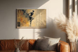 Paul Sinus Wandbild 120x80cm Abstrakte Taenzerin in Bewegung Kunstvolle Figur Collage in Beige Gold Moderne Wanddekoration