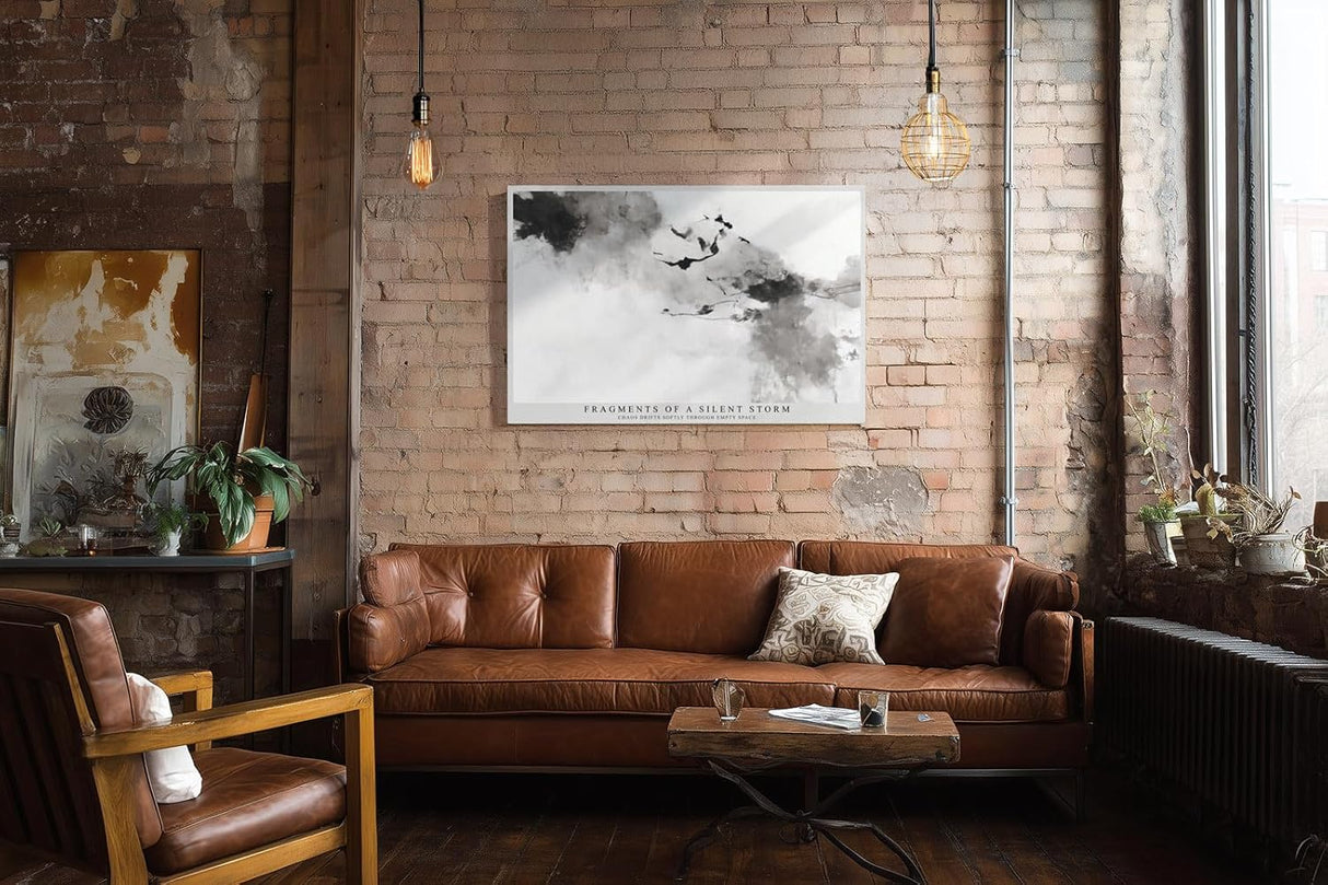 Paul Sinus Wandbild 120x80cm abstrakte Tusche Kunst schwarz weiss modern minimalistisch Kunstdruck grosses Kunstbild elegante Wanddekoration fuer Wohnzimmer Büro Flur