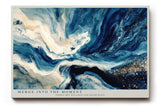 Paul Sinus Wandbild 120x80cm Abstrakte Wasserbewegung in Blau Weiss und Gold Moderne Kunst Wanddekoration Wohnzimmer