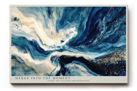 Paul Sinus Wandbild 120x80cm Abstrakte Wasserbewegung in Blau Weiss und Gold Moderne Kunst Wanddekoration Wohnzimmer