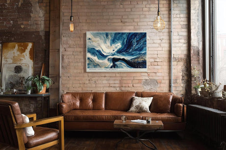 Paul Sinus Wandbild 120x80cm Abstrakte Wasserbewegung in Blau Weiss und Gold Moderne Kunst Wanddekoration Wohnzimmer