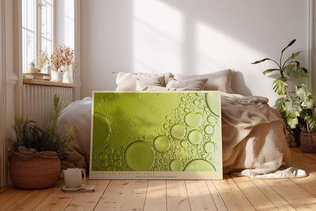 Paul Sinus Wandbild 120x80cm abstrakte Wasserblasen gruen Makrofotografie moderne Fluid Struktur Kunstbild stilvolle Wanddekoration fuer Wohnzimmer Büro