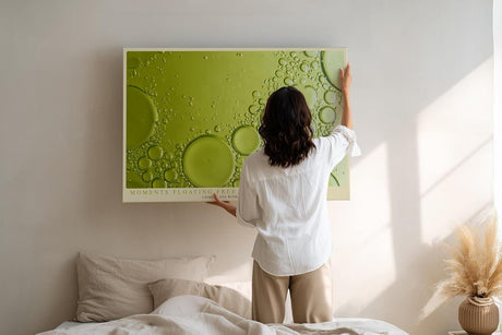 Paul Sinus Wandbild 120x80cm abstrakte Wasserblasen gruen Makrofotografie moderne Fluid Struktur Kunstbild stilvolle Wanddekoration fuer Wohnzimmer Büro