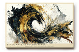 Paul Sinus Wandbild 120x80cm Abstrakte Welle Gold Schwarz moderne Kunst Wanddekoration Wohnzimmer Büro Schlafzimmer