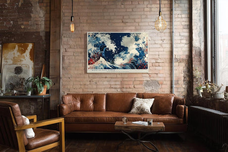 Paul Sinus Wandbild 120x80cm Abstrakte Welle Meer Kunstmotiv Dynamische Meeresbewegung in moderner Farbkomposition